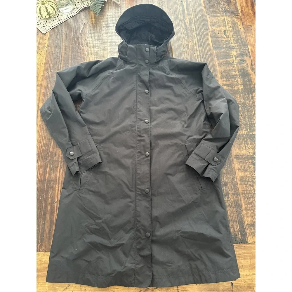 LL Bean Women's Windbreaker/Raincoat Size S Full Zip Fleece Lined Hood Black - Picture 1 of 5